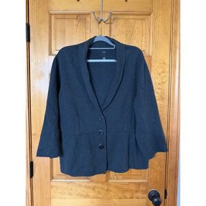 Alfani Woman Dark Gray Knit Blazer Cardigan Shawl Collar Size 3X Cotton Blend